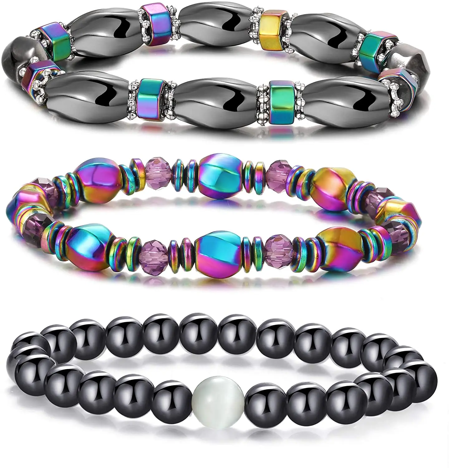 

Красочный браслет из магнетита Малахитовый гематит наручные Регулируемый геометрические чёрные магнитные браслеты для мужчин и женщин