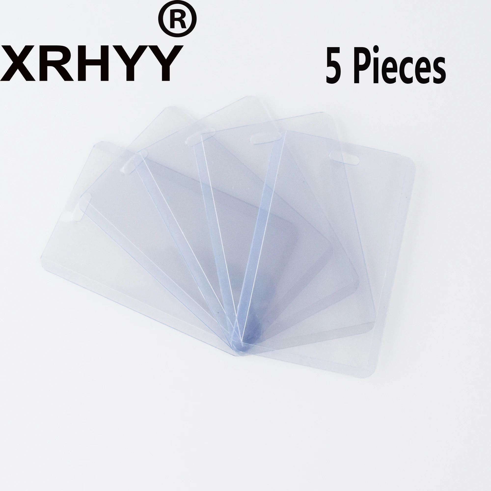 XRHYY 5 шт. полупрозрачный ПВХ жесткий пластиковый значок кошелек с отделами для карт чехол для удостоверения личности со слотом и цепными отверстиями-вертикальный