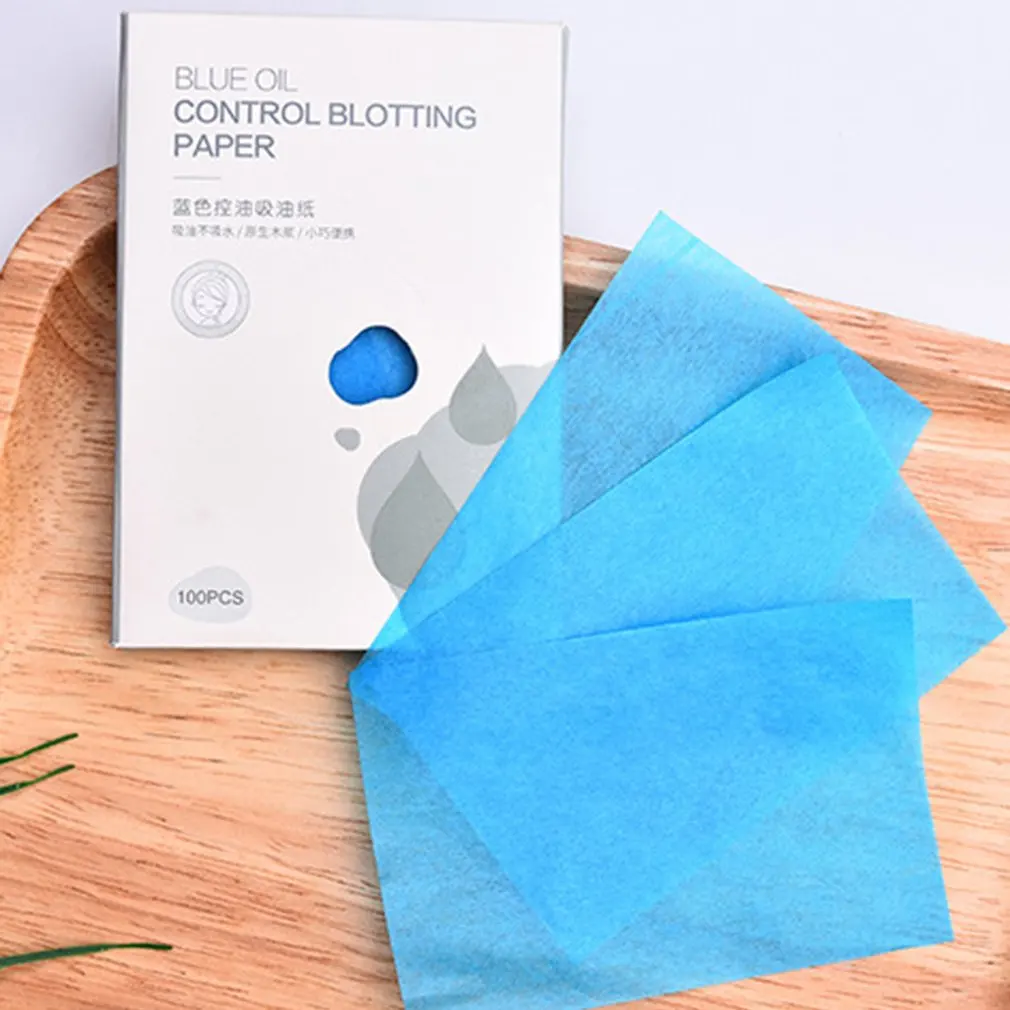 

100 Pcs Blue Oil Control Oil Absorbing Paper Film Tissue Makeup Blotting Paper Facial Cleaner Facial Beauty Tools