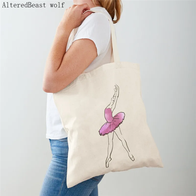 

Shopper ballerina figure Kawaii Bag Harajuku women Shopping Bag Canvas Shopper Bag girl handbag Tote Bag Shoulder Lady Bag