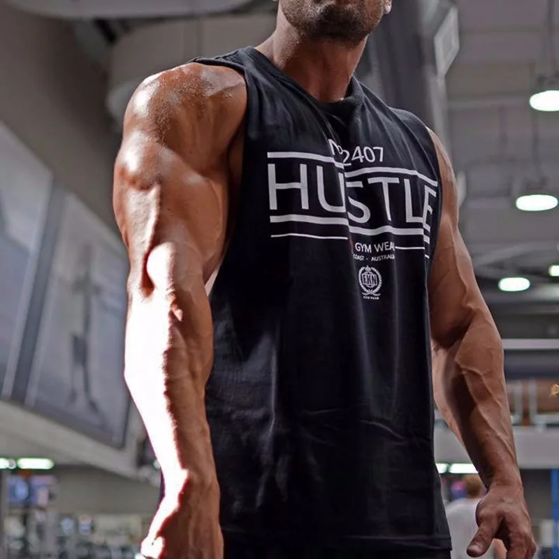 Хлопковая Спортивная футболка для мужчин жилет без рукавов бега мужские пляжные