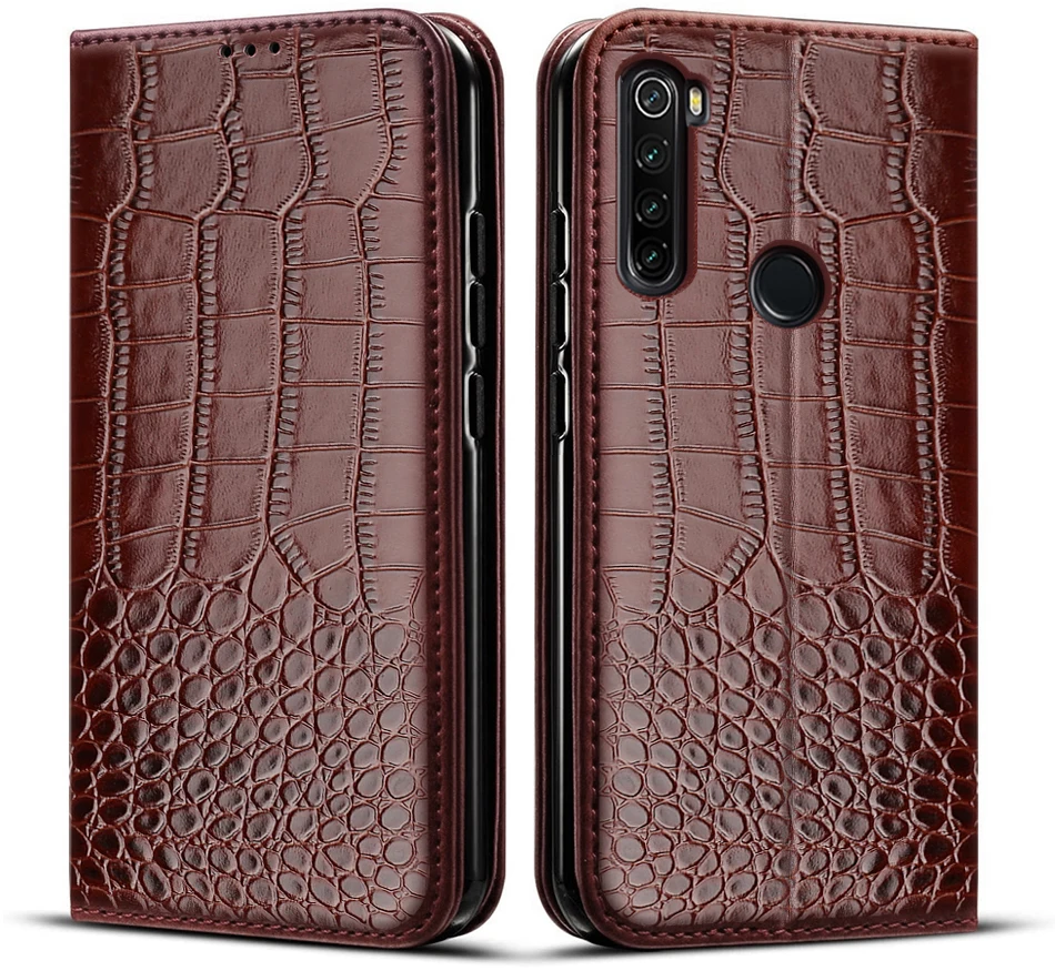 Чехол книжка для Xiaomi Redmi Note 8 кожаный чехол с текстурой крокодиловой кожи