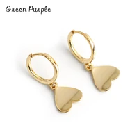 green purple minimalism glossy hoop earrings 925 sterling silver heart earrings silver gold color korean style jewelry ce 1038