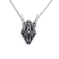 punk gothic animal sheep head pendant necklace for men male stainless steel chain silver color necklaces vintage accessories