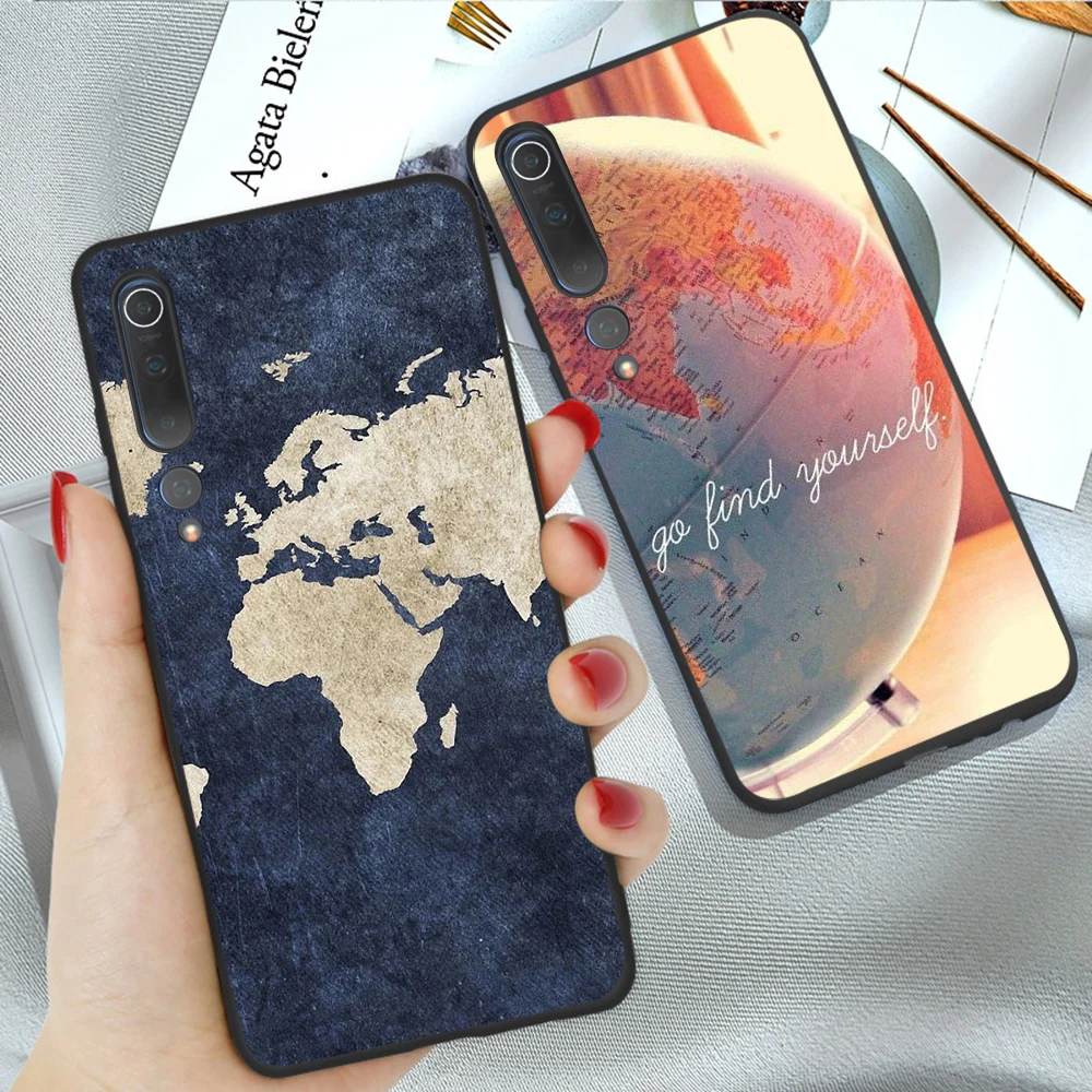 Дорожный Чехол с картой мира для Xiaomi Redmi Note 10 8T 9 8 7 Pro 9A MI 9T SE A2 A3 Lite Poco X3 F1 мягкий ТПУ