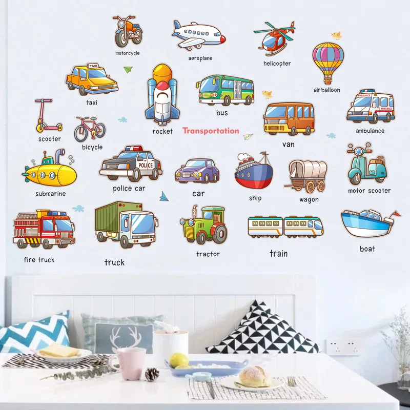 Строительный автомобиль вертолет мультфильм детская комната Наклейка детский
