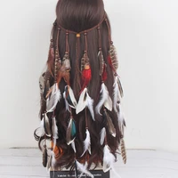 feather headband women festival headwear bohomia feather rope crown headdres for girls bohemian feather hairband