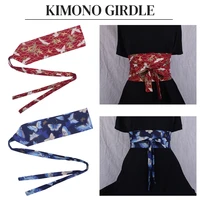 japanese style embroidery vintage woman kimono belt elastic waist cummerbunds wide belt yukata dress crane floral haori men obi