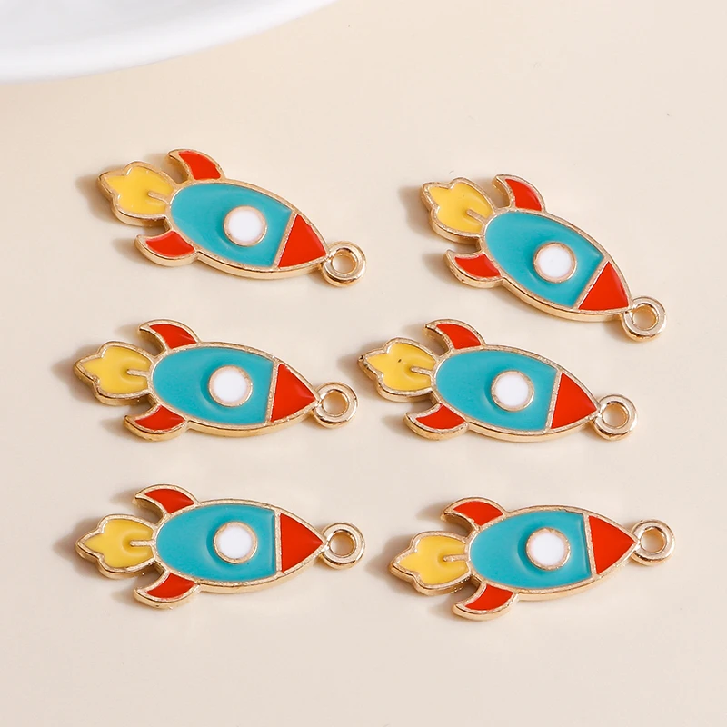 10pcs 11*25mm Cartoon Aviation Rocket Charms for Jewelry Making Enamel DIY Earrings Pendants Bracelets Accessories - купить по