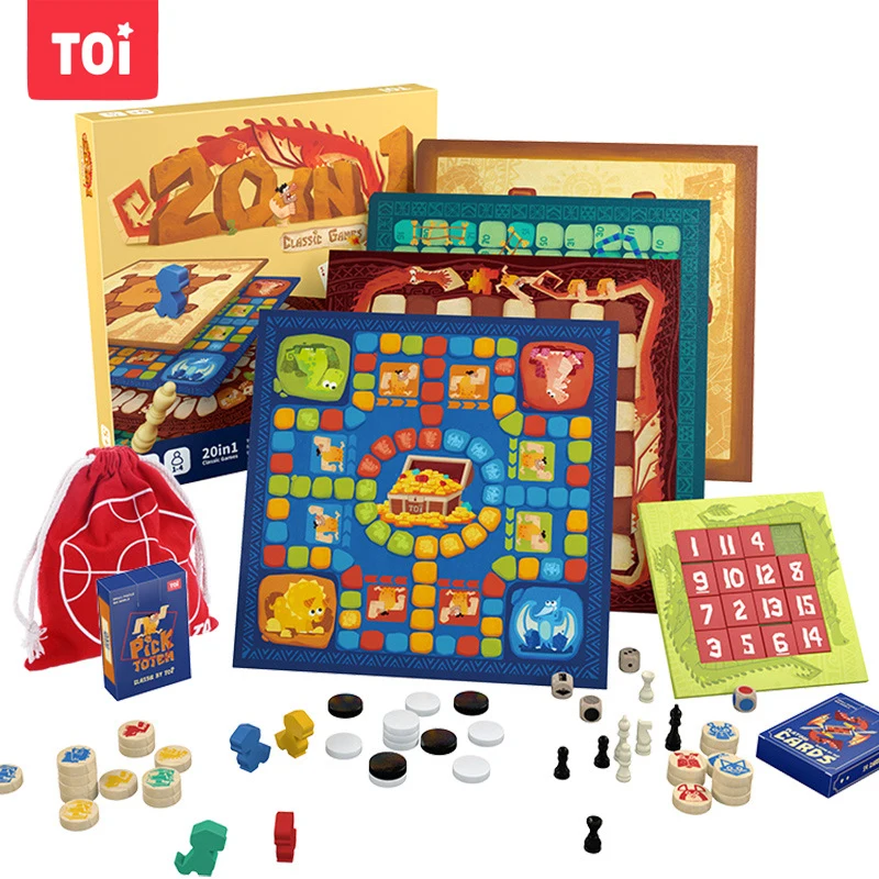 

TOI 20-in-1 Board Games Set Montessori Logic Thinking Gift Parent-child Interaction Toys Multifunction Classic Chess Gobang