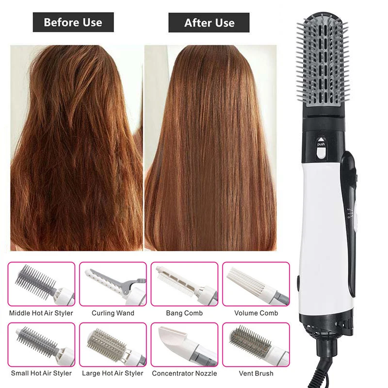 

Hair Dryer Tool 8 IN 1 Mutilfunctional Rotating Styler Hot Comb Curler Air Brush Blower Hair Dryers For All Hair Types