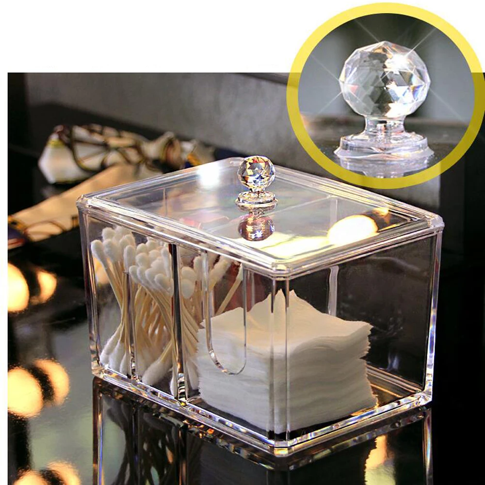 Портативный хлопковый контейнер для макияжа акриловый Ватный тампон органайзер