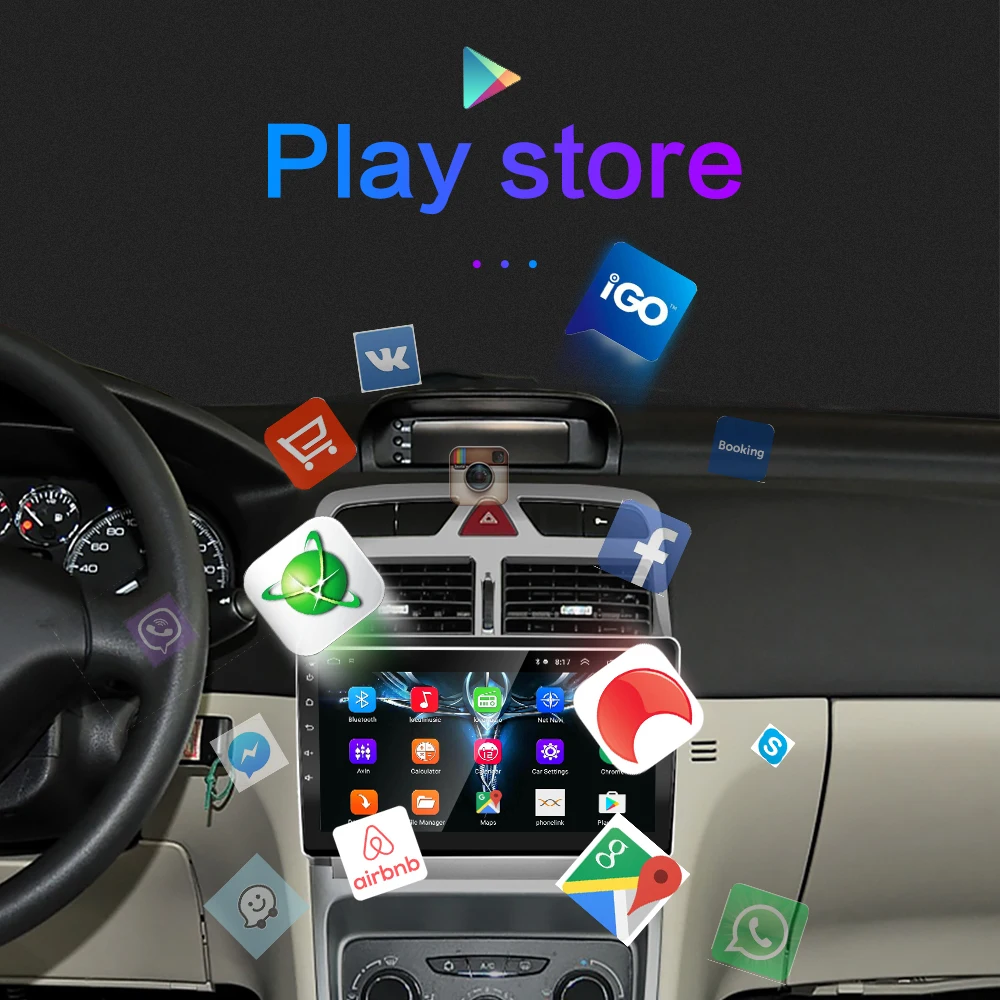 Автомагнитола на Android с Gps навигацией для Peugeot 307 307CC 307SW 2004 2013 мультимедийная