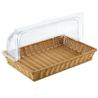 rattan woven bread basket with cover cake snack tray with transparent cover sample plate rattan woven plastic fruit basket
