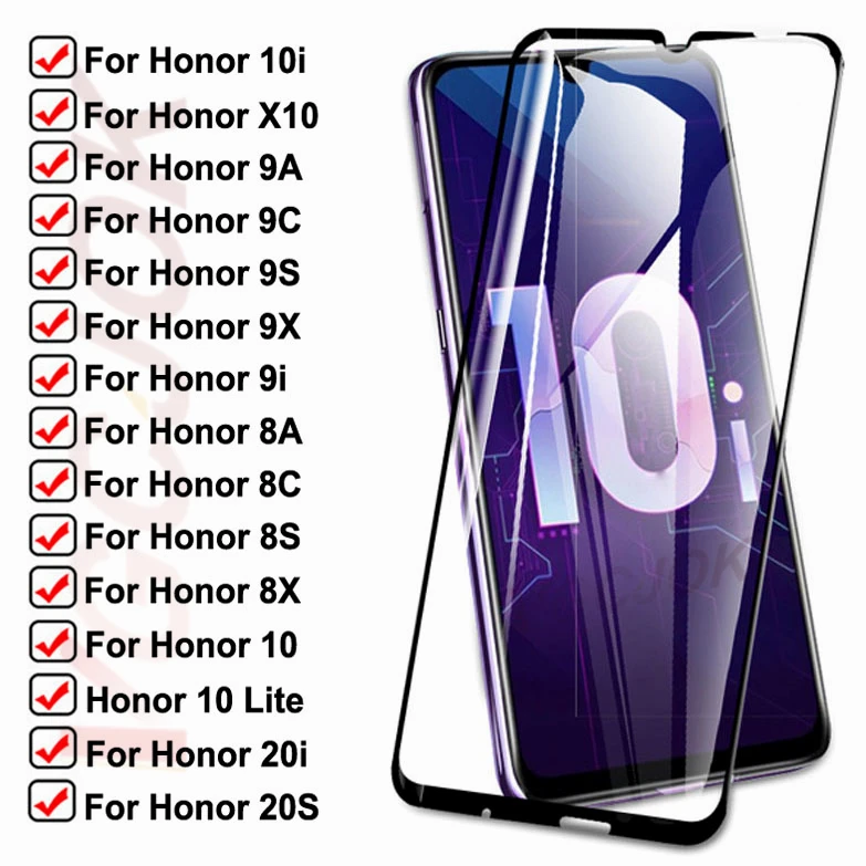 

15D Tempered Glass For Huawei honor 10i 9i 20i 20S X10 Protective Glass Honor 10 Lite 8A 8X 8S 8C 9A 9X 9C 9S Screen Safety Film