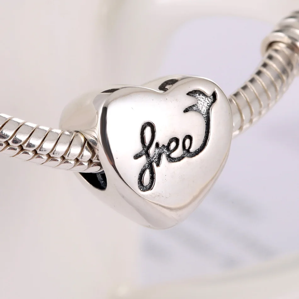 Аутентичные бусины S925 DIY ювелирные изделия бесплатно как голубь сердце Шарм