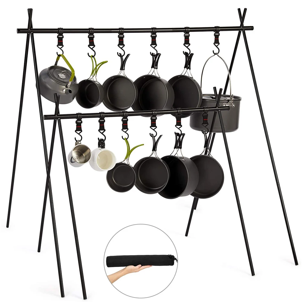 

Outdoor Camping Folding Aluminum Alloy Triangular Shelf Clothes Storage Hanger Cookware Eequipment
