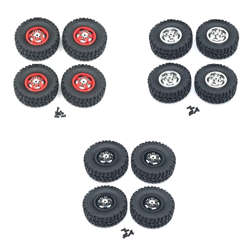 

Metal Wheel Rim with Rubber Tire Tyre for WPL C14 C24 C34 B14 B24 4X4 4WD 1/16 RC Truck Car Upgrade Parts