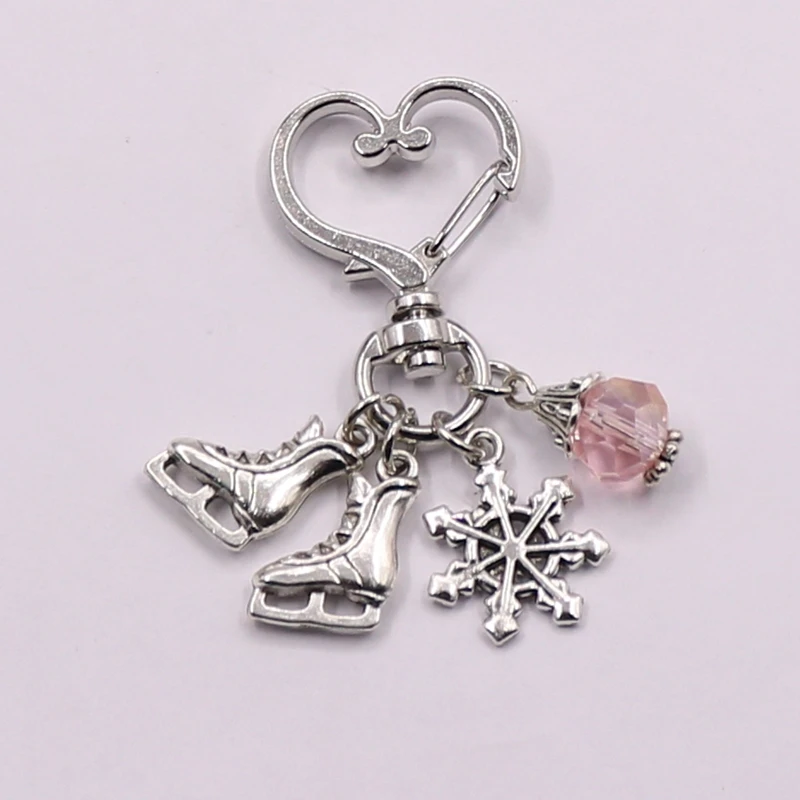 1pcs Pretty Ice Skates Snowflake Pendant Key Ring Skating Chain Keychain Jewelry For Winter Gift | Украшения и аксессуары