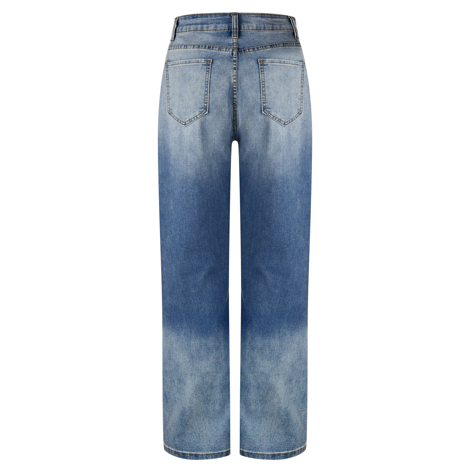 

Women's 2021 New Fashion Casual And High Street Gradient Ramp Pockets High-Waisted Slimming Thin Straight-leg Floor-length Jeans