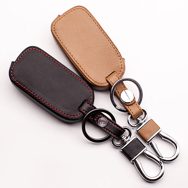 

2017 Hot sale top layer leather key Holder Cover Case Skin Cover Protect for Toyota 5 Buttons Remote control Auto Accessories