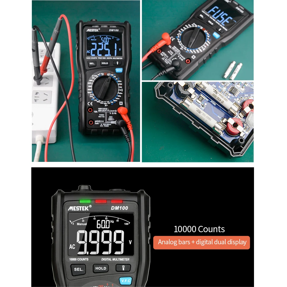 MESTEK 10000 отсчетов RMS цифровой мультиметр Измерение AC/DC Напряжение Ток