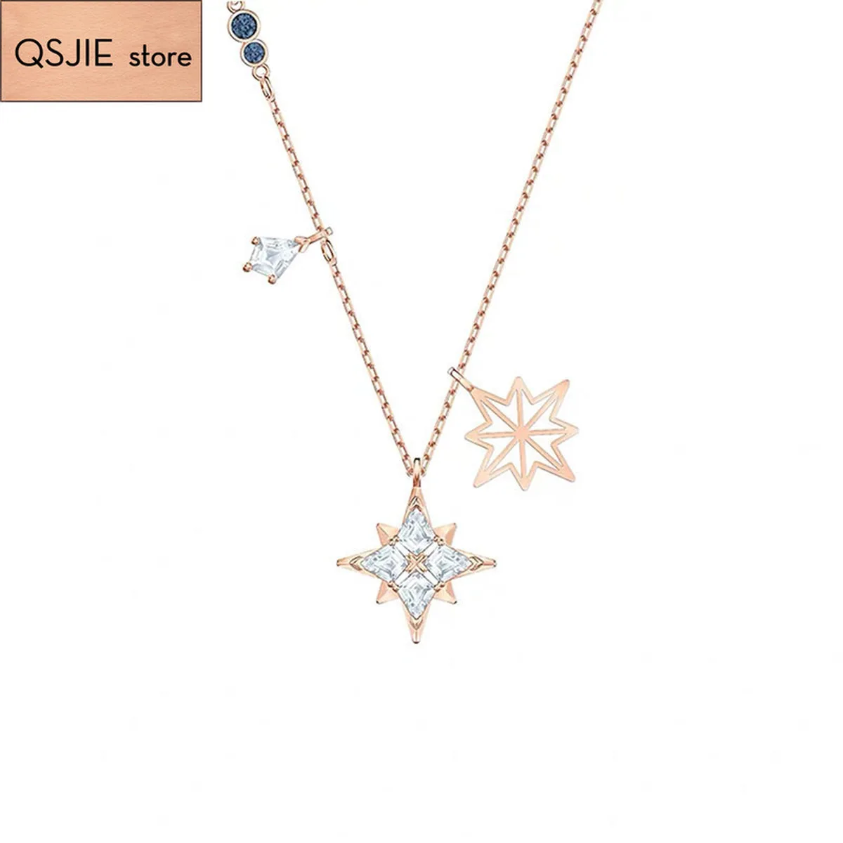 

High quality SWA female romantic mysterious elements snowflake star crystal clavicle Pendant Necklace Fashion Jewelry