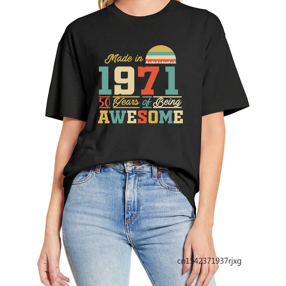

Unisex 1971 Shirts 50 Years of Being Awesome 50th Birthday Gifts Vintage Funny Women T-Shirt Casual Soft Tee