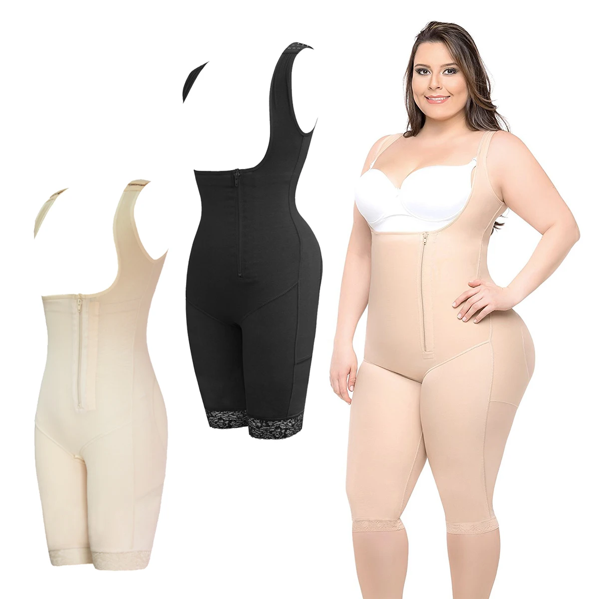 

Nadaingaa Women bodysuit Long plus size skin black thigh slimming full body shaper tummy control butt lifter underwear shapewear