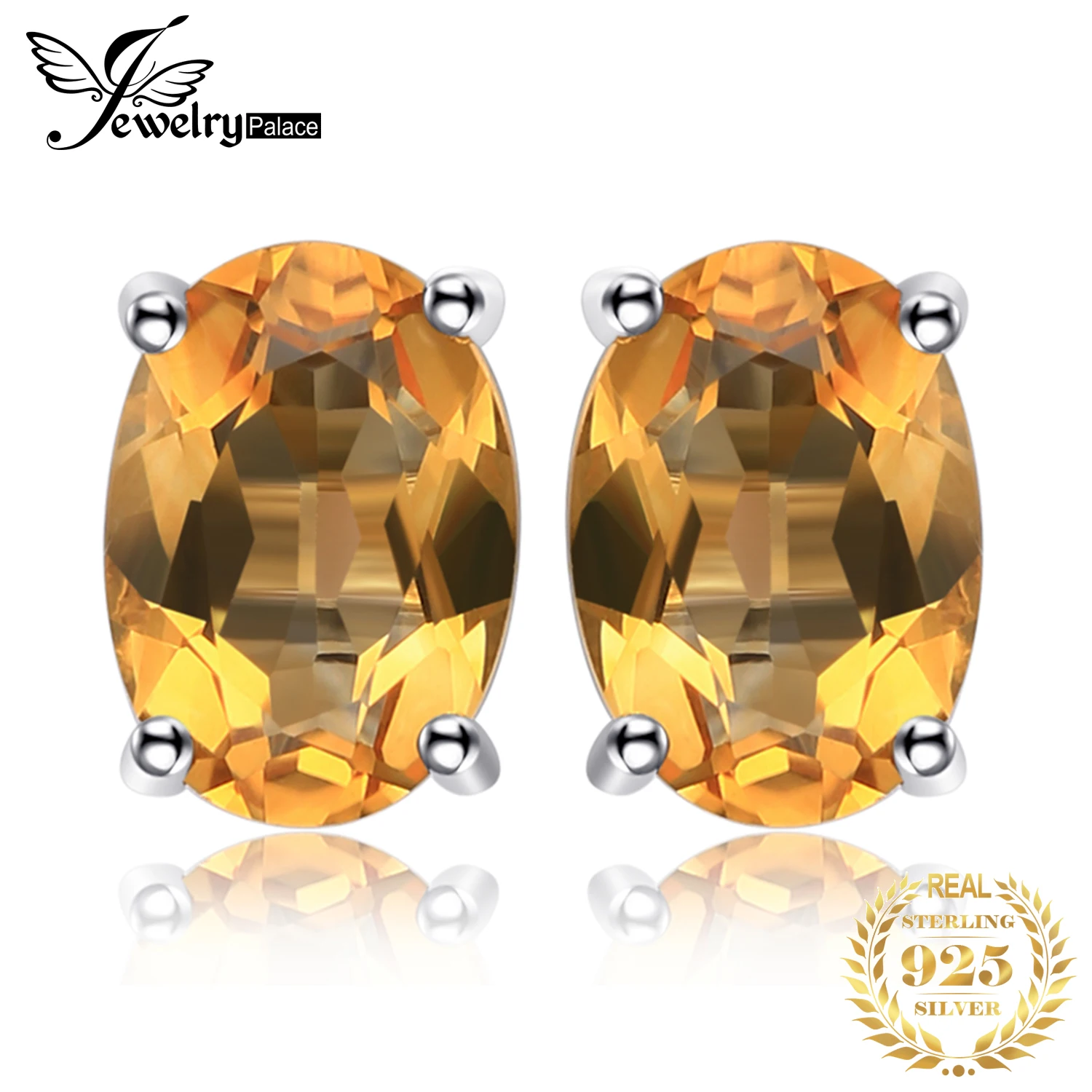 Jewelrypalace Овальный 1.4ct натуральный цитрин камень Серьги-гвоздики Твердые стерлингового серебра 925 новинка года Красивые ювелирные изделия для Для женщин