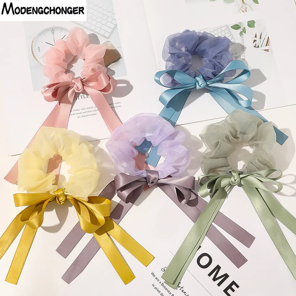 

Sweet Net Yarn Hair Tie Bowknot Streamer Large Intestine Circle Hair Scrunchies Head Rope Retro French Hair Tie Hair Accessories