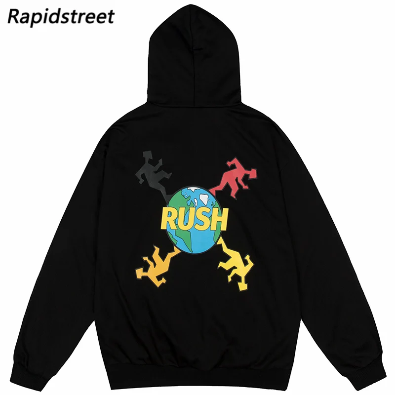 

Мужская толстовка в стиле хип-хоп, уличная одежда, пуловер с капюшоном и надписью Earth, хлопковая Свободная Толстовка в стиле Харадзюку, Осень...