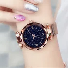 Женские кварцевые часы с магнитной пряжкой и сетчатым ремешком, розовое золото, алмаз, 2020