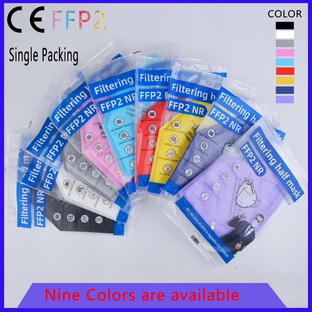 

Colorful 5ply Disposable Protective Flat-Fold FFP2 mascarilla fpp2 mascarillas KN95 Mask for Adult Single Packing with CE 2163