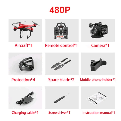 Радиоуправляемый вертолет складной Дрон wifi FPV с камерой ESC 4K HD 1080P Радиоуправляемый Дрон четырехосевой воздушный пульт дистанционного управления Квадрокоптер самолет - Цвет: 480P Red