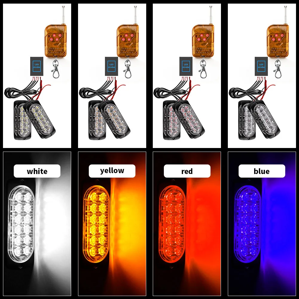 

Led Warning Strobe Amber Light Car Van Truck Jeep Pickup Motorcycle 12-24v 12led Waterproof Car-styling Light
