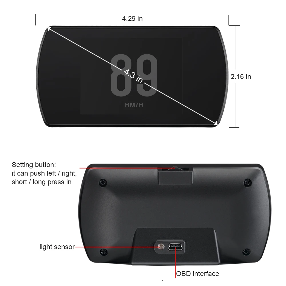 Новинка 4," HD TFT Автомобильный Hud OBD ЖК-дисплей OBD2 Спидометр об/мин Тахометр бортовой компьютер gps Спидометр дисплей