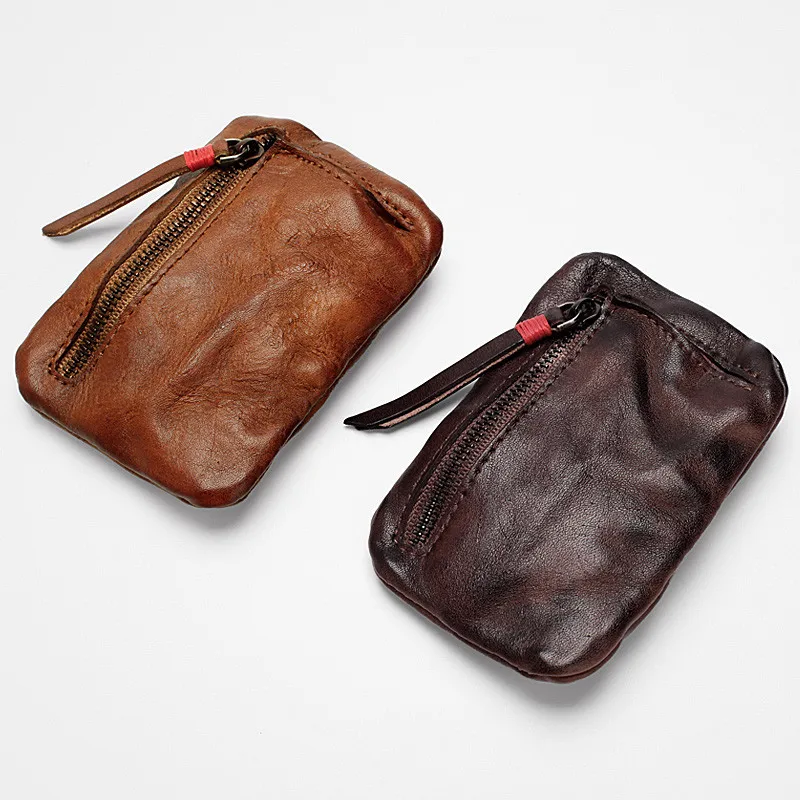 Винтажный Мужской мини кошелек LEACOOL из натуральной кожи клатч с кармашком для