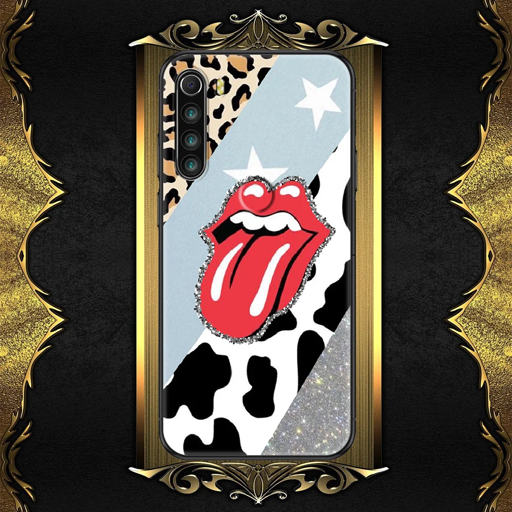 

Tongue The Band Rolling-compatible-Stone Phone case For Xiaomi Redmi Note 7 7A 8 8T 9 9A 9S 10 K30 Pro Ultra black art coque
