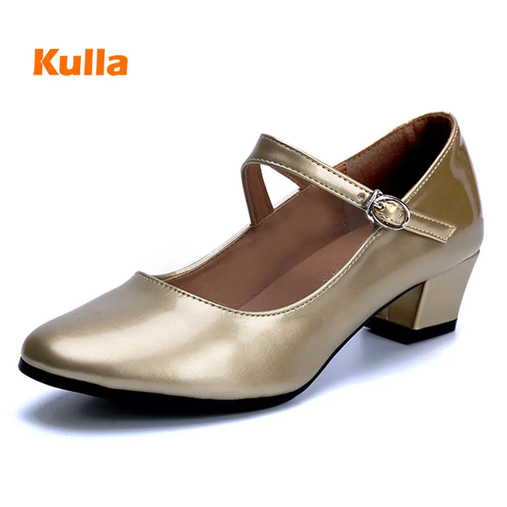 Patent Leather Women's Salsa Dance Shoes Latin Tango Dance Shoes Closed Toe 3cm Heels Woman Ballroom Dancing Shoes zapatos mujer