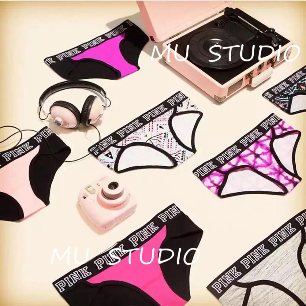 Сексуальное нижнее белье женское розовые хлопковые трусики бикини с цветными