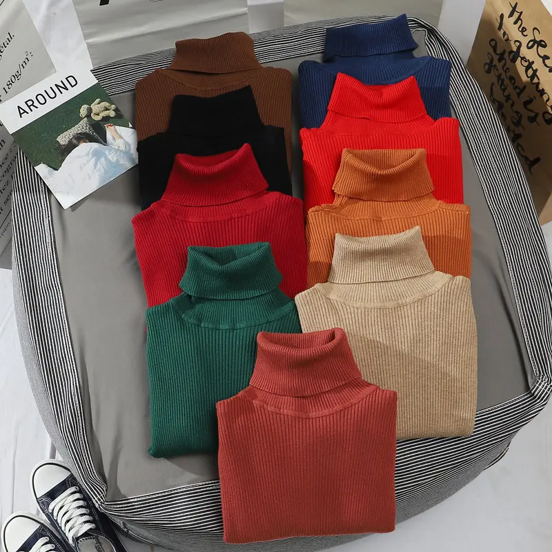 

Abrini Women Sweaters Thick Turtleneck Sweater All-match Thermal Long Sleeve Casual Knitted Sweater For Women 2021 Fall Winter