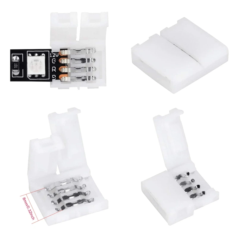 50 пакетов 4 контактный RGB светодиодный светильник полосы разъемы 8 мм