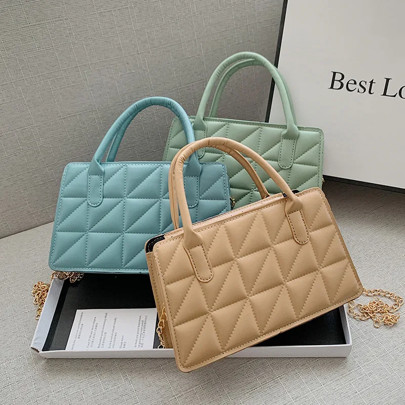 

Elegant Female Plaid Tote Bag 2021 Fashion New High Quality PU Leather Women's Designer Handbag Vintage Shoulder Messenger Bag