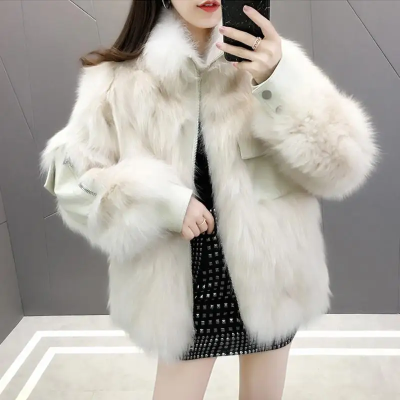 

Luck A Women 2020 Autumn Winter Furry Faux Fur Coat Female Thick Warm Outerwear Ladies Fluffy Shaggy Artificial Overcoats