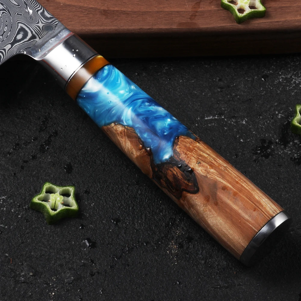 FANGZUO японский дамасский кухонный нож разделочный антипригарный Nakiri 67 layer vg10