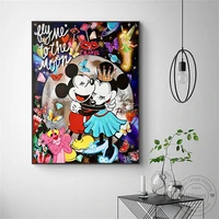 disney mickey minnie mouse canvas painting graffiti poster prints on wall art picture for living kids room home wall decoration