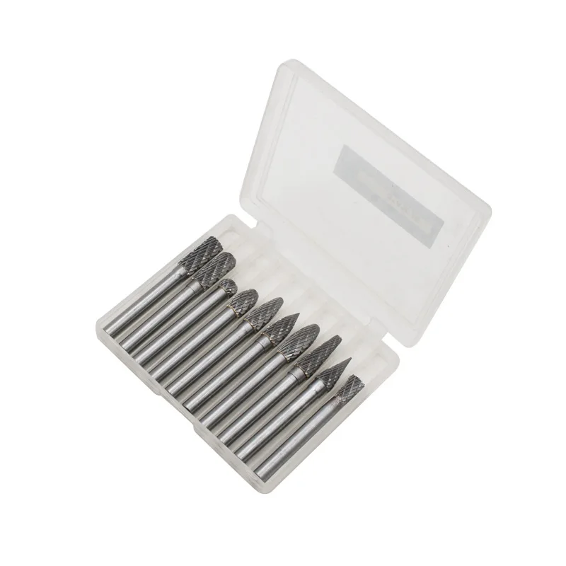10pc 6mm shank 8mm Head 10 Types Tungsten carbide Burrs for Rotary Drill Carbide Points File Grinder Cutter Bit | Инструменты