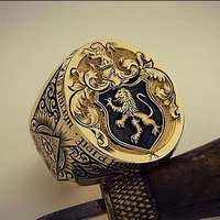 vintage england crown lion ring hand carved seal ring noble men engagement wedding ring anniversary gift party jewelry