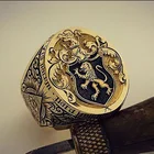 Кольцо мужское с короной Англии и львом, винтажное обручальное кольцо с ручной резкой печатей, Хороший Подарок на годовщину свадьбы, вечерняя бижутерия